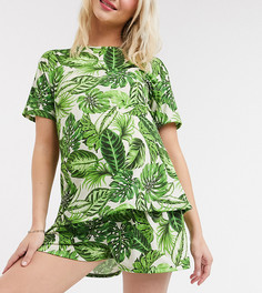 Зеленые шорты от пижамы с пальмами ASOS DESIGN Maternity-Мульти