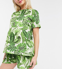 Зеленая пижамная футболка с пальмовым принтом ASOS DESIGN Maternity mix & match-Мульти
