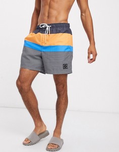 Черные шорты для плавания с полосками American Eagle-Черный