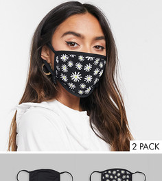 2 маски для лица с регулируемыми ремешками и принтом Skinnydip-Черный