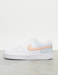 Белые низкие кроссовки с пастельной отделкой Nike court vision-Белый