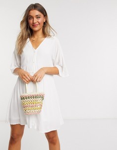 Белое трапециевидное платье мини с V-образным вырезом In The Style x Jac Jossa-Белый