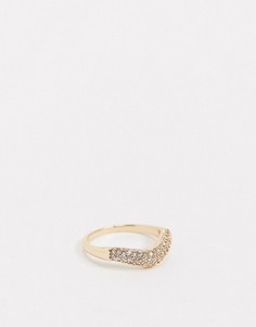 Золотистое кольцо с V-образным дизайном ASOS DESIGN-Золотой