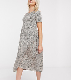 Свободное платье миди с пятнистым принтом Wednesdays Girl Maternity-Бежевый