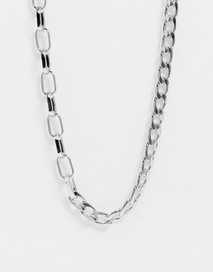Серебристое массивное ожерелье-цепочка Pieces-Серебряный