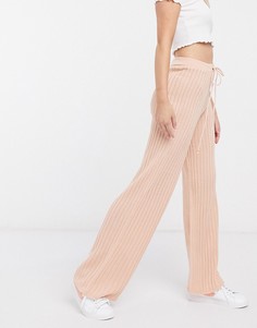 Светло-розовые широкие брюки в рубчик In The Style x Lorna Luxe-Розовый