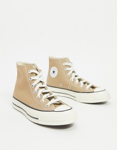 Бежевые высокие кеды Converse Chuck 70-Зеленый