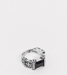 Кольцо с черным камнем Reclaimed Vintage inspired-Серебряный