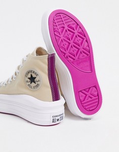 Бежевые высокие кроссовки Converse Chuck Taylor Move-Бежевый