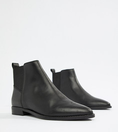 Кожаные ботинки челси для широкой стопы ASOS DESIGN-Черный