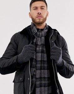 Подарочный набор с серыми перчатками и шарфом из овечьей шерсти Barbour-Серый