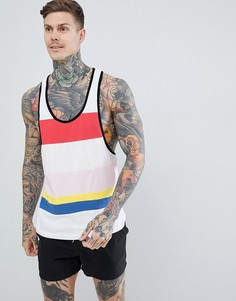 Белая майка-борцовка в стиле колор блок ASOS DESIGN-Мульти