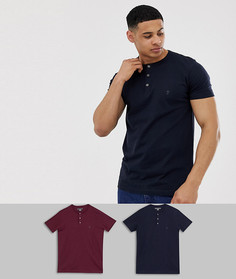 Набор из 2 футболок с воротом на пуговицах French Connection-Темно-синий