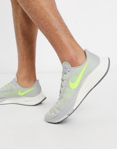 Серые/зеленые кроссовки Nike Running Air Zoom Pegasus 37-Серый