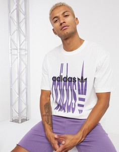 Белая футболка с повторяющимся принтом adidas Originals-Белый