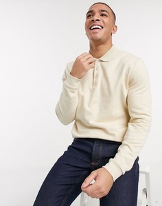 Бежевый свитшот с воротником-поло ASOS DESIGN