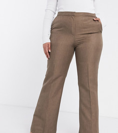 Широкие брюки в стиле 70-х ASOS DESIGN Curve-Бежевый