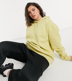 Худи оливково-зеленого цвета в стиле oversized с логотипом-галочкой Nike-Зеленый