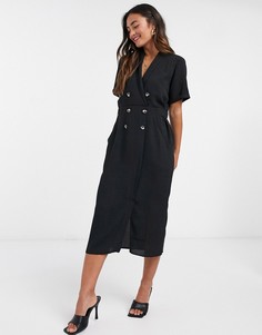 Черное повседневное платье миди ASOS DESIGN-Черный
