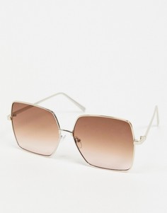 Большие квадратные солнцезащитные очки в стиле 70-х ASOS DESIGN-Коричневый