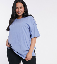 Синяя oversized-футболка с наружными швами ASOS DESIGN Curve-Синий