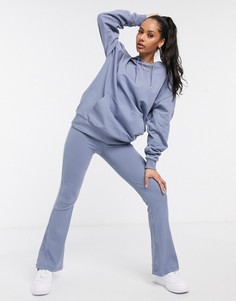 Пыльно-голубые леггинсы клеш в рубчик от комплекта ASOS DESIGN-Синий