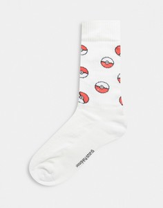 Спортивные носки с принтом "Pokeball" ASOS DESIGN-Белый