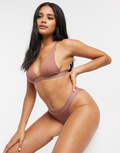 Хлопковые бразильские трусы в рубчик с завышенной талией ASOS DESIGN-Мульти