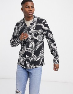 Черная рубашка с принтом AllSaints Kahuna-Черный