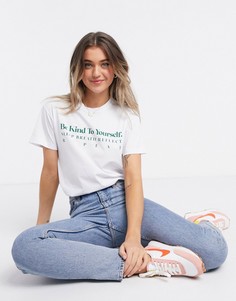 Белая футболка с надписью "be kind" ASOS DESIGN-Белый