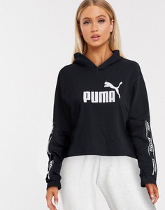 Черный короткий худи Puma