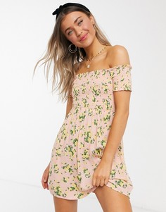 Розовое присборенное платье мини Miss Selfridge-Розовый