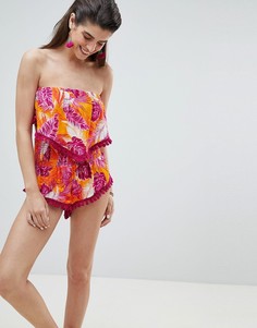Пляжные шорты с тропическим принтом River Island-Оранжевый