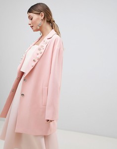 Пальто с отделкой на воротнике ASOS DESIGN-Розовый