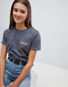 Футболка с вышивкой ASOS DESIGN-Черный