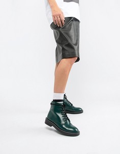 Кожаные ботинки на шнуровке ASOS DESIGN Anarchy-Зеленый