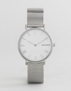 Серебристые часы с сетчатым ремешком Skagen SKW2712-Серебряный