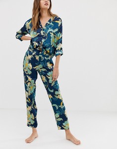 Пижамные брюки с принтом River Island-Синий