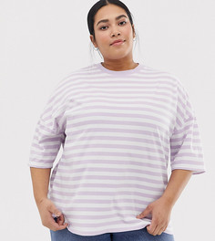 Oversize-футболка в полоску ASOS DESIGN Curve-Фиолетовый