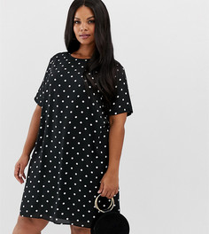 Полупрозрачное платье мини А-силуэта в горошек ASOS DESIGN Curve-Мульти