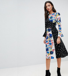 Платье миди с цветочным принтом ASOS TALL-Мульти