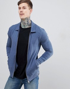 Синяя обтягивающая куртка Харрингтон из меланжевого трикотажа ASOS DESIGN organic-Темно-синий