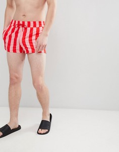 Короткие шорты для плавания в розовую и красную полоску ASOS DESIGN-Мульти