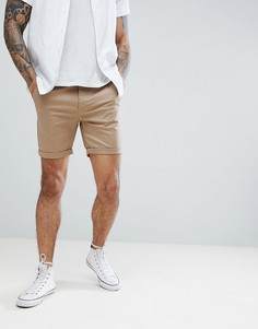 Зауженные шорты чиносы светло-бежевого цвета ASOS DESIGN-Светло-бежевый