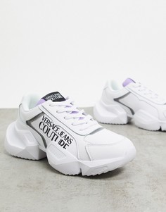 Белые кроссовки на массивной подошве с логотипом Versace Jeans Couture-Белый
