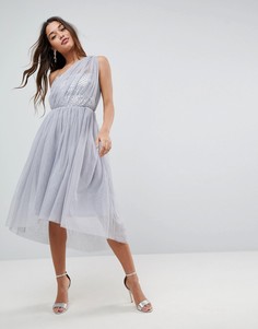 Платье миди для выпускного из тюля ASOS PREMIUM-Серый