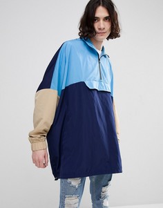 Oversize-ветровка в стиле колор блок ASOS DESIGN-Синий