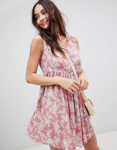 Свободное платье с винтажным цветочным принтом Brave Soul Faye-Розовый