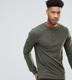 Свитшот цвета хаки с горловиной на пуговицах ASOS DESIGN Tall-Зеленый