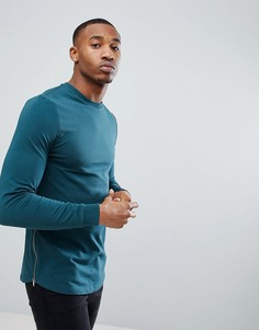 Сине-зеленый обтягивающий свитшот с молниями по бокам ASOS